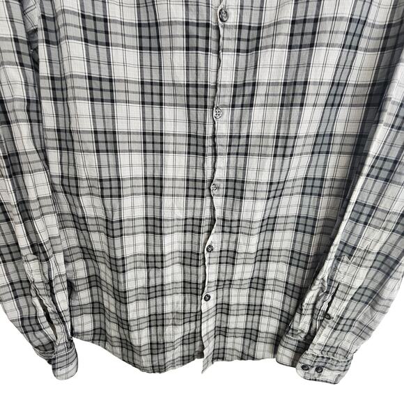 Boss Hugo Boss Shirt Black Gray Plaid Button Front Long Sleeve Top Men L Modern - Picture 3 of 9